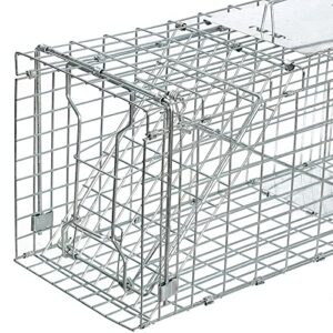 Live Animal Trap Cage Humane Cat Trap Rabbit Trap Humane Mouse Trap Live Traps for Raccoons Small Animal Trap Squirrel Traps Outdoor Groundhog Trap, 24'' Steel Humane Release Rodent Cage