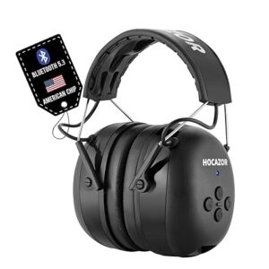 Hocazor HZ07 Upgrade Bluetooth 5.3 Hearing Protection - NRR 25dB Noise Cancelling Earmuffs 40 Hours+ Playing Time with 1500mAh Rechargeable Battery for Mowing, Workshops, Black