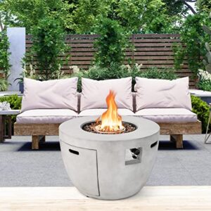 Giantex Firepit Table for Outside - 36" Round Propane Fire Pit, 50,000 BTU Outdoor Gas Fire Tables w/Lava Rocks, Stainless Steel Burner, Water-Proof Cover, Stone Fire Pit Table for Patio Garden