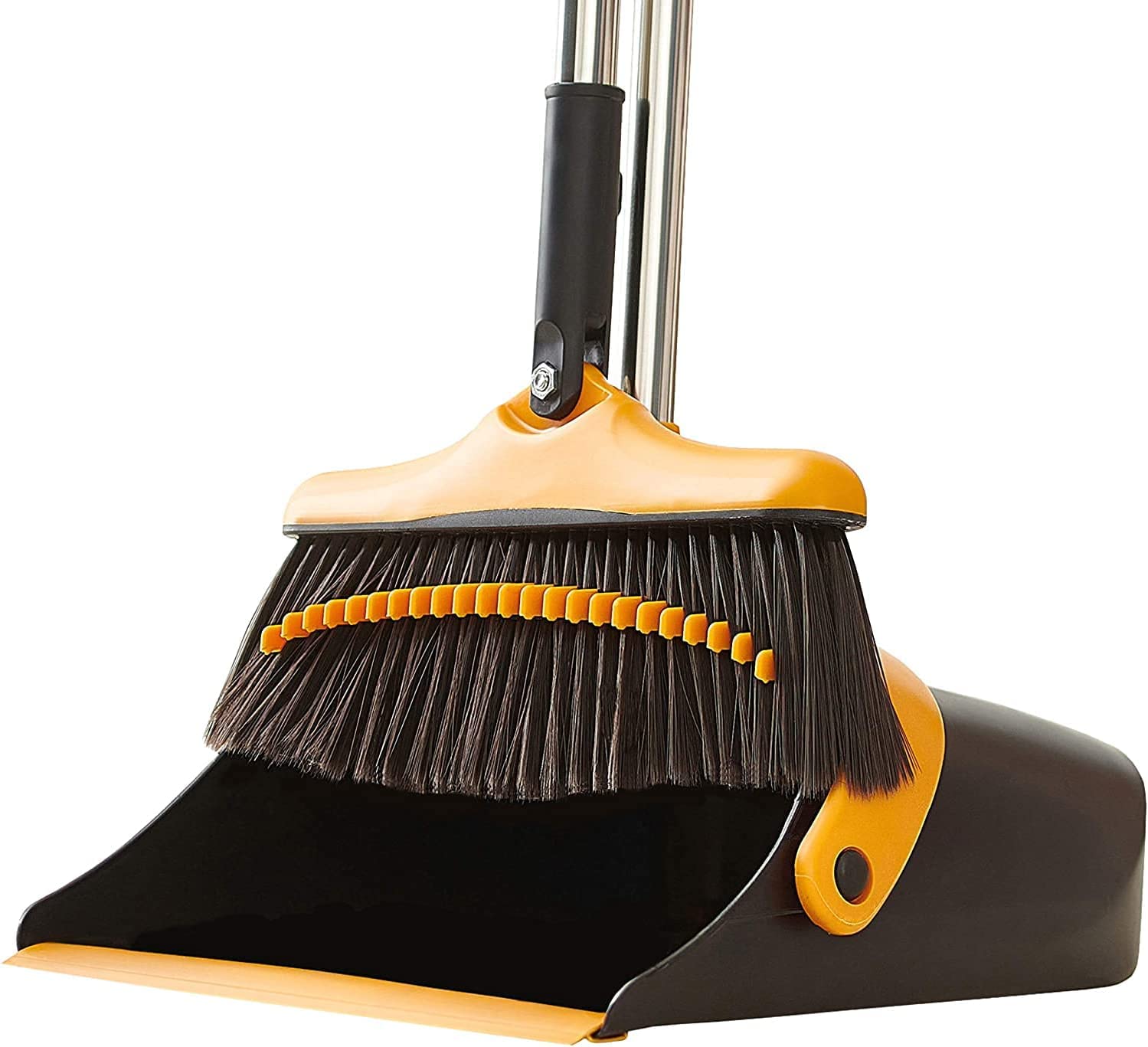 Broom and Dustpan Set with Long Handle - Kitchen Brooms and Stand Up Dust Pan Magic Combo Set for Home - Lobby Broom with Rotation Head and Standing Dustpan for Floor Cleaning