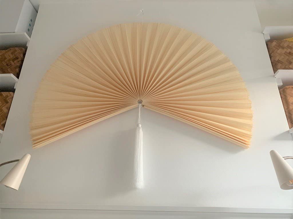 ChumDecor Fan Wall Decor,Japanese Wall Fan Decor,Large Bamboo Fan Wall Art For Boho Hanging Headboard,Decorative Folding Fan For Over Bed Decorations,Christmas Wall Decor (60 inch, Ivory)