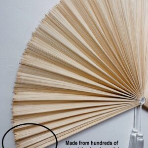 ChumDecor Fan Wall Decor,Japanese Wall Fan Decor,Large Bamboo Fan Wall Art For Boho Hanging Headboard,Decorative Folding Fan For Over Bed Decorations,Christmas Wall Decor (60 inch, Ivory)