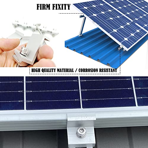 Solar End Clamp,Solar Panel Mounting Brackets,Adjustable PV Photovoltaic Mounting Clamp Bracket for RVs,Boats,Roofs,Walls and Other Off-Ground Roof Installations (40*40mm)