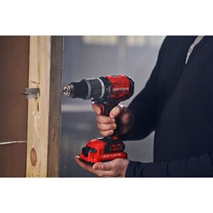 CRAFTSMAN V20 Cordless Hammer Drill Kit, 1/2 inch, 2 Batteries and Charger Included (CMCD732D2)