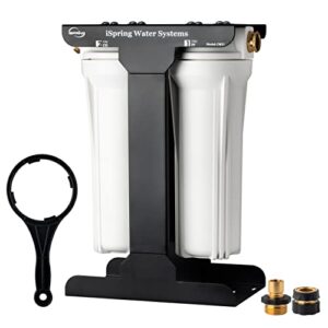 ispring cw21 2-stage water filtration system for rvs, leak-free brass fittings, reduces odor, color, chlorine, sediment for rvs, tankless, high capacity, bpa free
