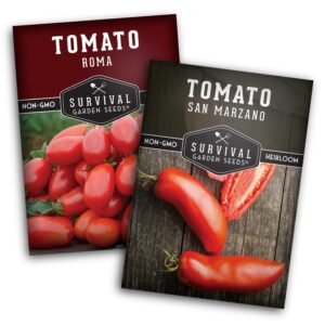 survival garden seeds paste tomato collection - roma and san marzano tomato seeds for planting in the garden - non-gmo heirloom varieties