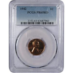 1942 lincoln wheat cent pr 65 rd pcgs penny 1c proof us coin sku:i251