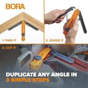 BORA MiteriX Compact Angle Finder Tool Gauge, Duplicates & Splits in Half for Precise Transfer to Miter Saw, Easy Corner and Angle Measuring & Duplicating - 530402