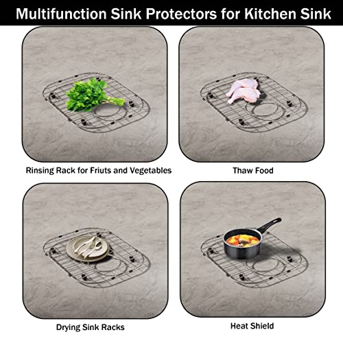 2Pack Sink Protector Grid 13"x16"and 11.2"x14.5", 304 Stainless Steel Sink Protectors for Kitchen Sink, Rust Resistant Metal Kitchen Sink Grid with 2Pack Sink Strainers (Rear Drain/4Pack)