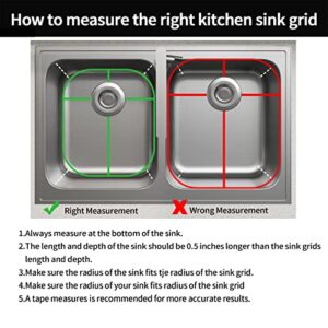 2Pack Sink Protector Grid 13"x16"and 11.2"x14.5", 304 Stainless Steel Sink Protectors for Kitchen Sink, Rust Resistant Metal Kitchen Sink Grid with 2Pack Sink Strainers (Rear Drain/4Pack)