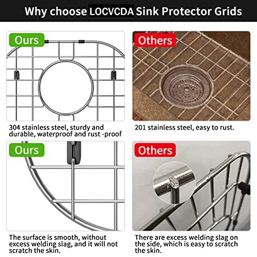 2Pack Sink Protector Grid 13"x16"and 11.2"x14.5", 304 Stainless Steel Sink Protectors for Kitchen Sink, Rust Resistant Metal Kitchen Sink Grid with 2Pack Sink Strainers (Rear Drain/4Pack)