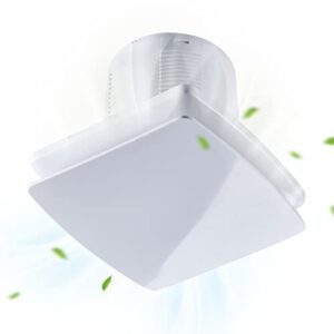bathroom fan, wall and ceiling mount square powerful 1.0 sone 110 cfm 110 v 5.8” duct vent exhaust fan household ventilation fan abs plastic white
