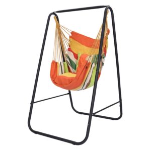 Hammock Chair with Stand,Hammock Chair Stand with Swing Chair Included,Heavy-Duty Hammock with Stand Included, Max 450 Lbs Swing Stand for Indoor Outdoor Patio Yard(Orange) Patented