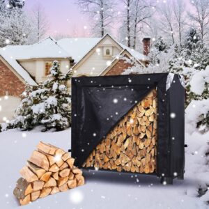 NEVERLAND Firewood Rack Cover 4ft Waterproof Outdoor Heavy Duty for Firewood Log Rack Fireplace Holder Storage Covers Black