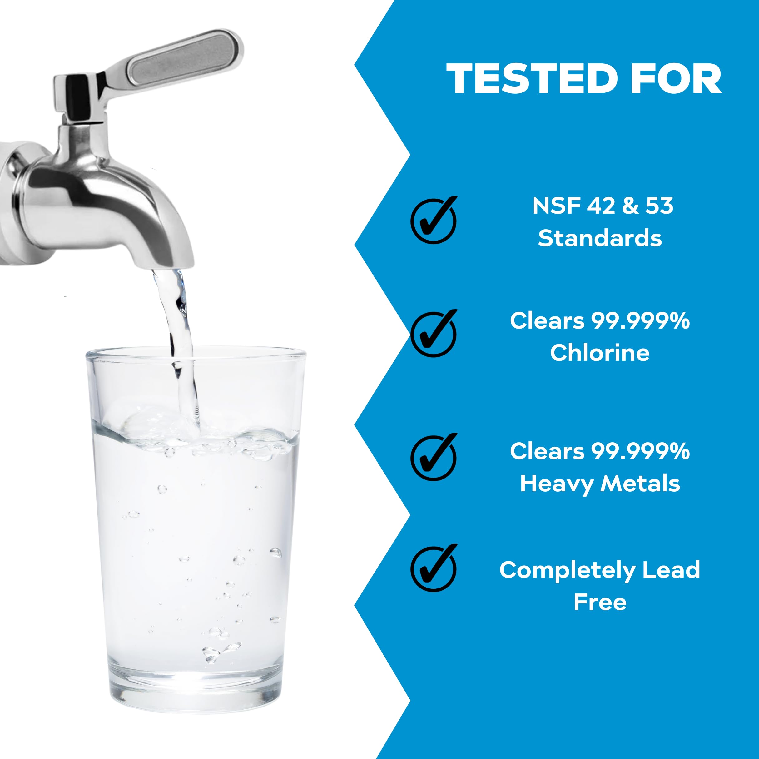 EUROGUARD Gravity-fed Water Filter System (2.25 Gallons), Reduces Lead and up to 99% of Chlorine, NSF/ANSI 42&372 Standard, with 2 Black Carbon Filters, 100% Metal Spigot, Premium Series, EUG023