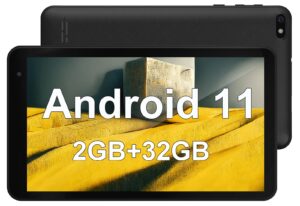 north bison android tablet 7 inch, android 11 tablet, 2gb ram 32gb rom, quad-core processor, dual camera, wifi, bluetooth, 128gb expand, gms certified-black