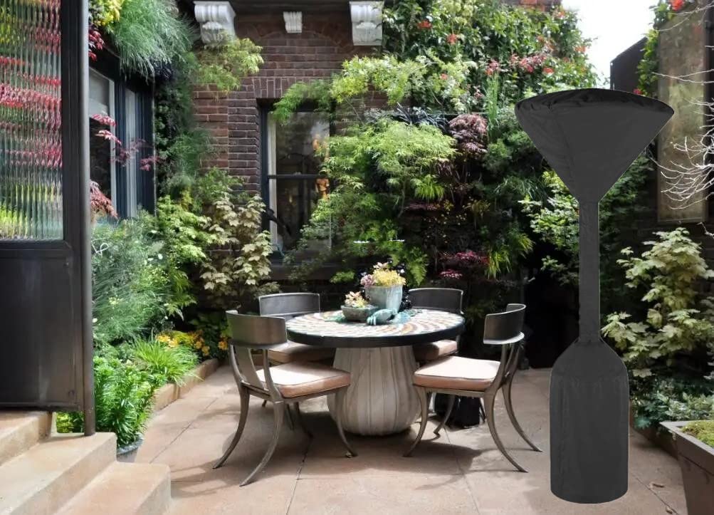 CoverFml Patio Heater Cover with Zipper and Storage Bag,Waterproof Outdoor Heater Covers 420D Dustproof Wind-Resistant Sunlight-Resistant Snow-Resistant Black (95"HX34"DX18.5"B Dumbbell)
