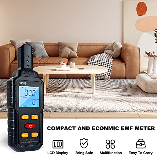 EMF Meter, Rechargeable Digital Electromagnetic Field Radiation Detector Hand-held Digital LCD EMF Detector, Great Tester for Home EMF Inspections, Office, Outdoor and Ghost Hunting