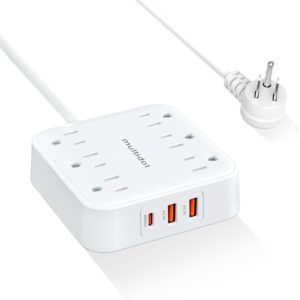 power strip with usb ports - 6 ac outlets, 2 qc 3.0 ports & 1 pd20w port for charging multiple devices at once