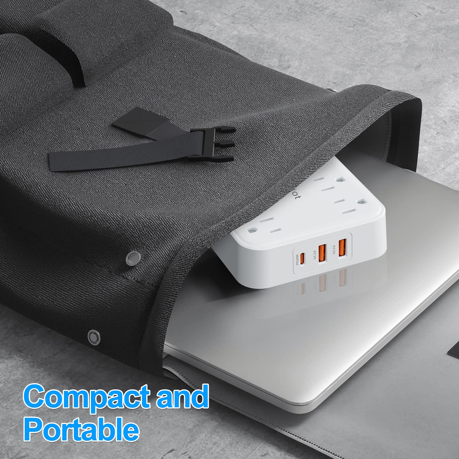 Power Strip with USB Ports - 6 AC Outlets, 2 QC 3.0 Ports & 1 PD20W Port for Charging Multiple Devices at Once