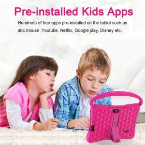 Kids Tablet, 7 inch Tablet for Kids 3GB RAM 32GB ROM Android 11 Toddler Tablet with Bluetooth, WiFi, GMS, Parental Control, HD Dual Camera, Shockproof Case, Google Play, Netflix, YouTube(Pink)