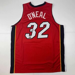 facsimile autographed shaquille shaq o'neal miami red reprint laser auto basketball jersey size men's xl