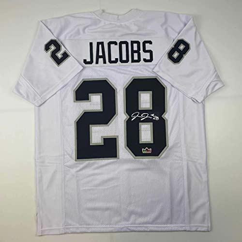 Facsimile Autographed Josh Jacobs Oakland Las Vegas White Reprint Laser Auto Football Jersey Size Men's XL