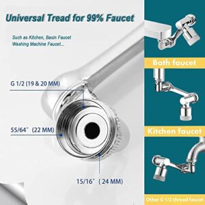 New Generation 1440° Universal Rotating Faucet Extender Aerator, Big Angle Robotic Arm Water Swivel Sprayer with 2 Water Outlet Modes for Face Washing Gargle Eyewash Kitchen Bathroom Sink