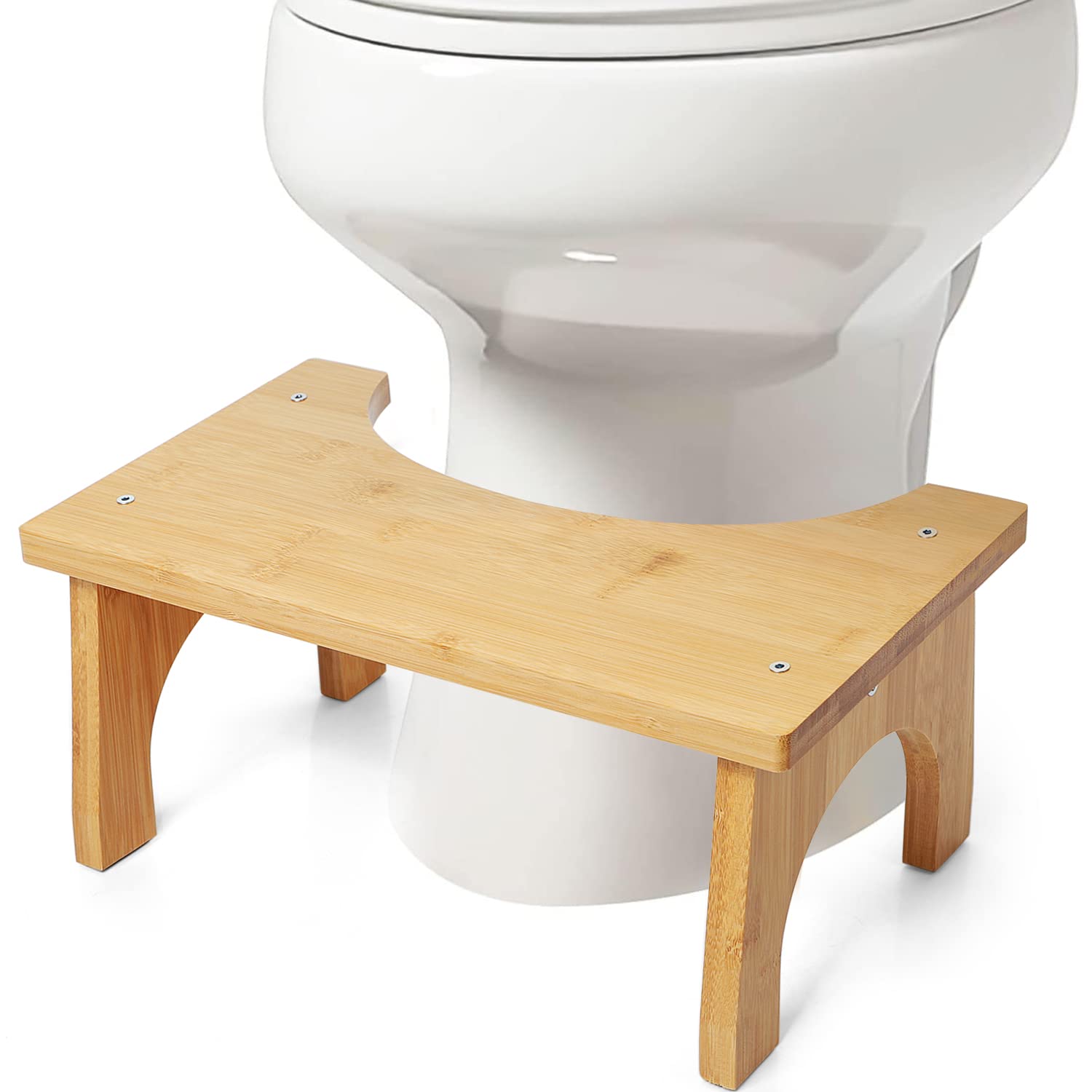 Toilet Potty Stool,Toilet Squatting Stool,Bamboo Toilet Foot Stool Bathroom Step Stool,Poop Stool with Non-Slip Feet (Plastic)