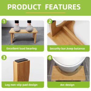 Toilet Potty Stool,Toilet Squatting Stool,Bamboo Toilet Foot Stool Bathroom Step Stool,Poop Stool with Non-Slip Feet (Plastic)