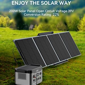 200W 36V Portable Solar Panel with MC4 Output for Power Station, Foldable Solar Panel with Adjustable Kickstand, Waterproof Solar Charger for Solar Generator Camping RV Off-Grid