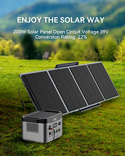 200W 36V Portable Solar Panel with MC4 Output for Power Station, Foldable Solar Panel with Adjustable Kickstand, Waterproof Solar Charger for Solar Generator Camping RV Off-Grid