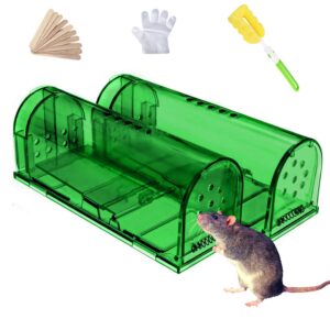 stopest mouse trap live easy to catch for mice mole chipmunk, reusable and higly sensitive trigger indoor outdoor use, green
