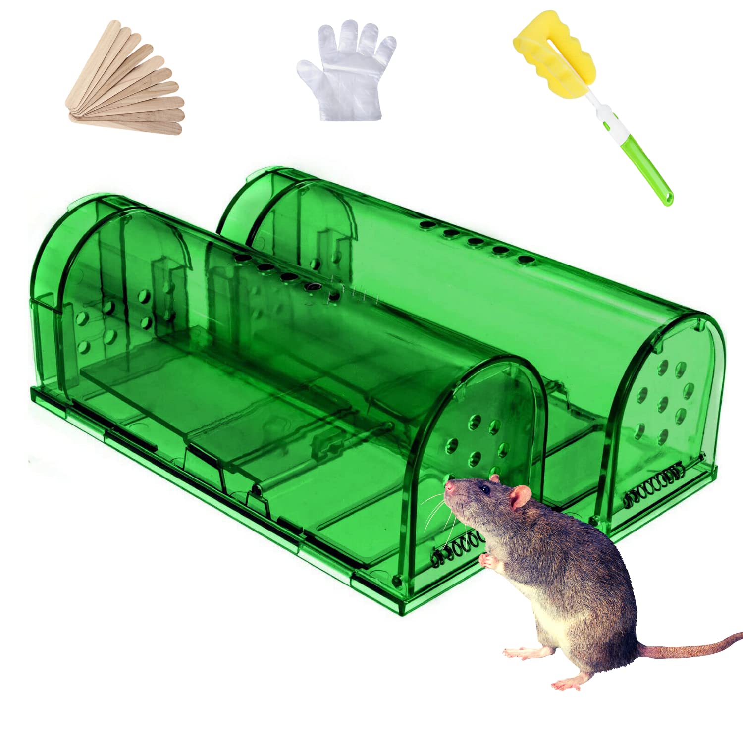 STOPEST Mouse Trap Live Easy to Catch for Mice Mole Chipmunk, Reusable and Higly Sensitive Trigger Indoor Outdoor Use, Green