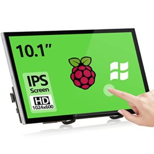 hamtysan raspberry pi screen, 10.1 inch touchscreen monitor 1024x600 small hdmi monitor w/stand, ips ldc screen display for raspberry pi 400/4/3/2/zero/b/b+ jetson nano win11/10/8/7
