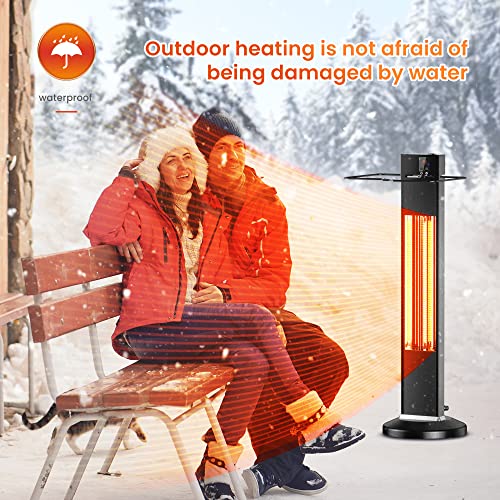 Outdoor Patio Heater，Quiet Electric Space Heater with Remote， Patio Heater,500/1000/1500W Infrared Heater，IPX5 Waterproof Tower, Anti-Dumping,Infrared heater Bedroom, Living Room and Garage use