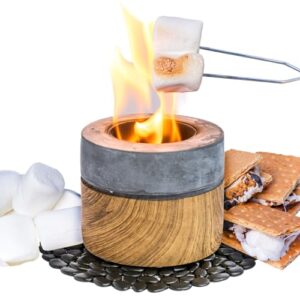 tabletop fire pit for backyards, kitchen, & bbq parties | smores maker circular tabletop indoor mini fire pit | portable fire pit for camping & outdoor trips by museo gray