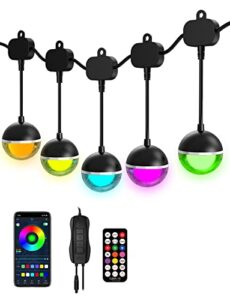 lemon summer string-lights-55ft-rgbic-smart multi-color-changing waterproof-outdoor-dimmable-remote - ip65 shatterproof patio lights, 15 led bulbs with 213 scene modes, app control, connectable