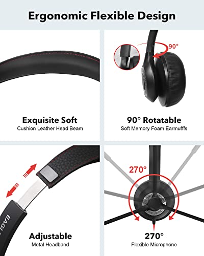 JIAMQISHI Headset with Microphone for PC Wired Headphones - Type-C Over-Ear 3.5mm Headsets with Noise-Cancelling Microphone for Laptop - Computer Headphones with Mic in-line Control for Home