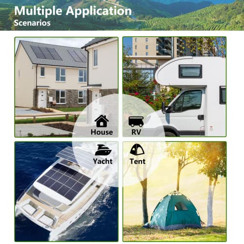 WERCHTAY 100W Flexible Solar Panel, 12V/24V Monocrystalline Solar Panels,100 Watt Bendable Solar Panels, Semi-Flexible Mono Solar Panels, Portable Off-Grid for RV Boat Cabin Van Car Uneven Surfaces