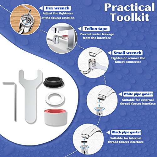 Faucet Extender, 1080° Swivel Robotic Arm Faucet Aerator Rotatable Multifunctional Extension Faucet, Large-Angle Ratating Universal Splash Faucet Attachment Adapter for Bathroom Kitchen Sink