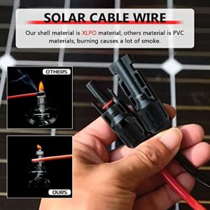 KEDAKEJI 10 Gauge 10 AWG One Pair 15 Feet Black + 15 Feet Red Solar Panel Extension Cable Wire Solar Connectors