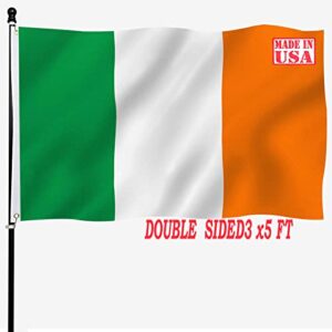 tnpun irish flag 3x5 outdoor heavy duty ireland flags double sided vivid color national country flags 210d nylon cloth with 2 brass grommets 4 rows of stitches