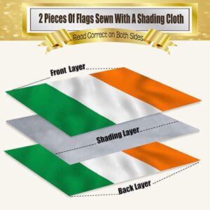 tnpun Irish Flag 3x5 Outdoor Heavy Duty Ireland Flags Double Sided Vivid Color National Country Flags 210D Nylon Cloth with 2 Brass Grommets 4 Rows of Stitches