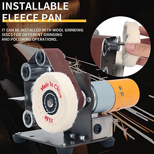 Baisiky Mini Belt Sander Bench Metal Grinder Knife Making Small Electric Sharpening Machine, 7 Adjustable Speed Polisher for Knife Making, DIY Wood Working, Apex Edge Polishing