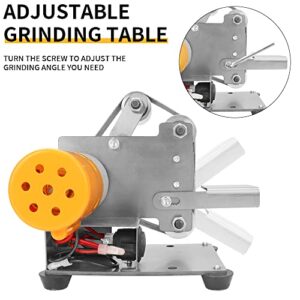 Baisiky Mini Belt Sander Bench Metal Grinder Knife Making Small Electric Sharpening Machine, 7 Adjustable Speed Polisher for Knife Making, DIY Wood Working, Apex Edge Polishing