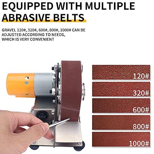 Baisiky Mini Belt Sander Bench Metal Grinder Knife Making Small Electric Sharpening Machine, 7 Adjustable Speed Polisher for Knife Making, DIY Wood Working, Apex Edge Polishing