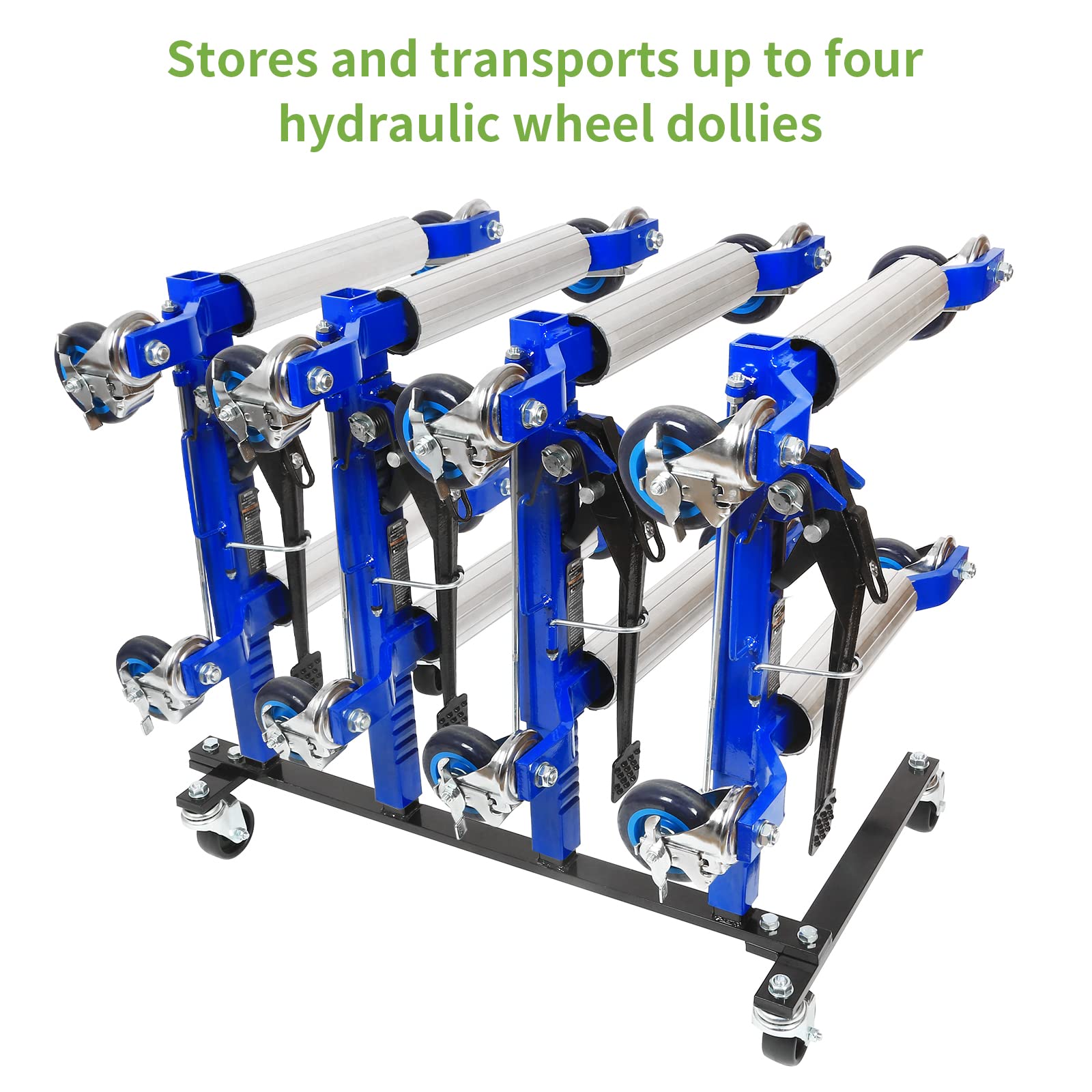 WEIZE Car Dolly Rack, 4 Wheel Hydraulic Dolly Storage Rack with All Steel Construction Rolling Card