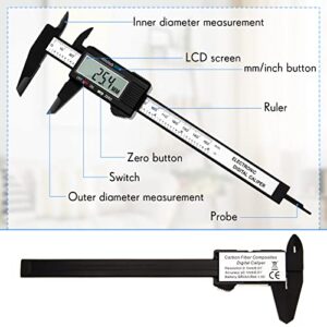 5 Pcs Digital Caliper 0 - 6 Inch Calipers Measuring Tool Electronic Digital Vernier Caliper with Large LCD Screen Shutdown Function, Reset Function, Inch and Millimeter Conversion