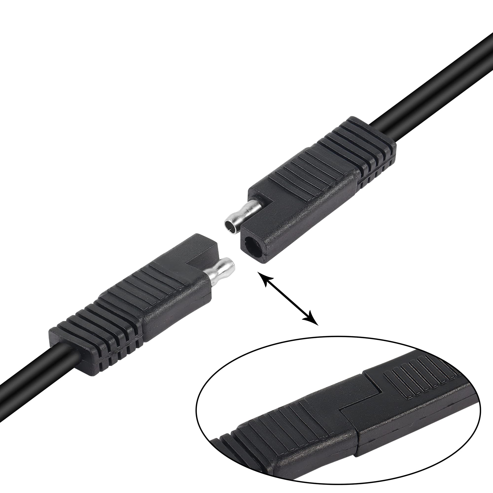 GELRHONR Right Angle SAE Extension Cable,12AWG 2 Pin 90 Degree SAE to SAE Quick Disconnect Power Automotive Extension Cable for Motorcycle Car Solar-2.9Ft